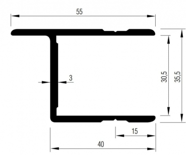 Einfaßprofil Anschlag 6000mm für 30er Platten