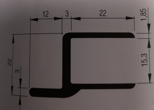 Anschlagprofil 14mm, pressblank