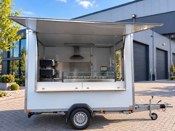 Verkaufsanhänger, Gastroanhänger, Foodtrailer,Imbissfahrzeug mit hochwertiger Edelstahlausstattung